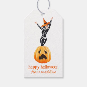 Watercolor Stylish Fashion Witch Halloween Gift Tags