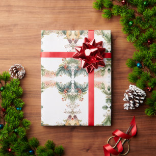 Watercolor stylish Floral Line Christmas Theme Wrapping Paper