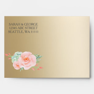 Watercolor Succulent Blush Floral Elegant Wedding Envelope