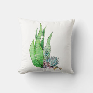 Watercolor Succulent Botanical Greenery  Cushion