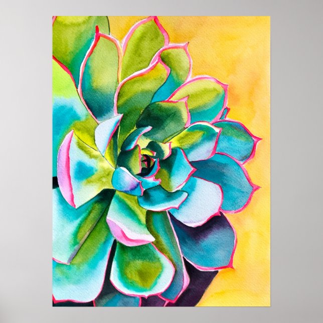 Watercolor succulent botanical poster (Front)