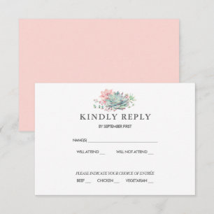 Watercolor Succulent Botanical Wedding RSVP Card