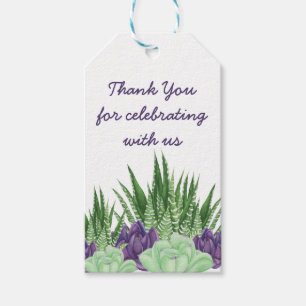 Watercolor Succulent Cactus Garden Thank You Favou Gift Tags