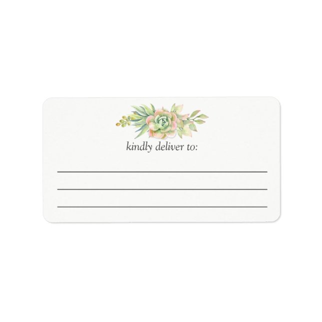 Watercolor Succulent Cactus Large Write-On Address Label (Front)