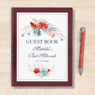 Watercolor Succulent Floral Bat Mitzvah Guest Book