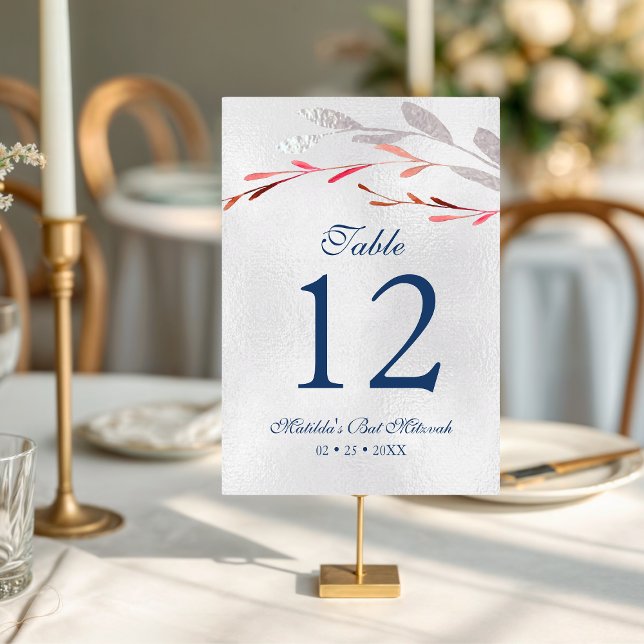 Watercolor Succulent Floral Botanical Bat Mitzvah Table Number (Creator Uploaded)