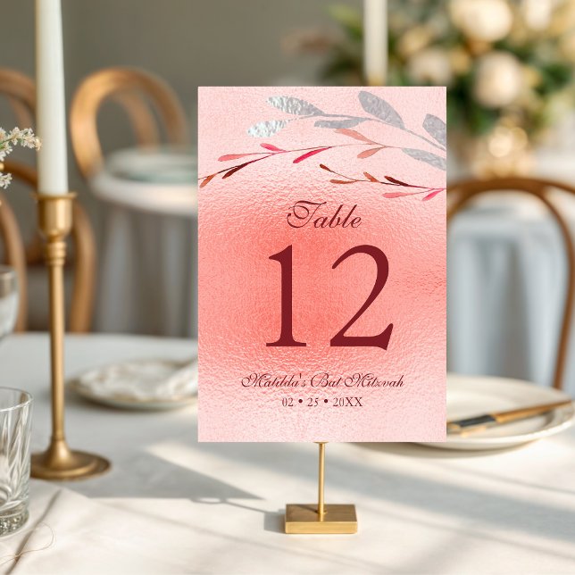 Watercolor Succulent Floral Botanical Bat Mitzvah Table Number (Creator Uploaded)