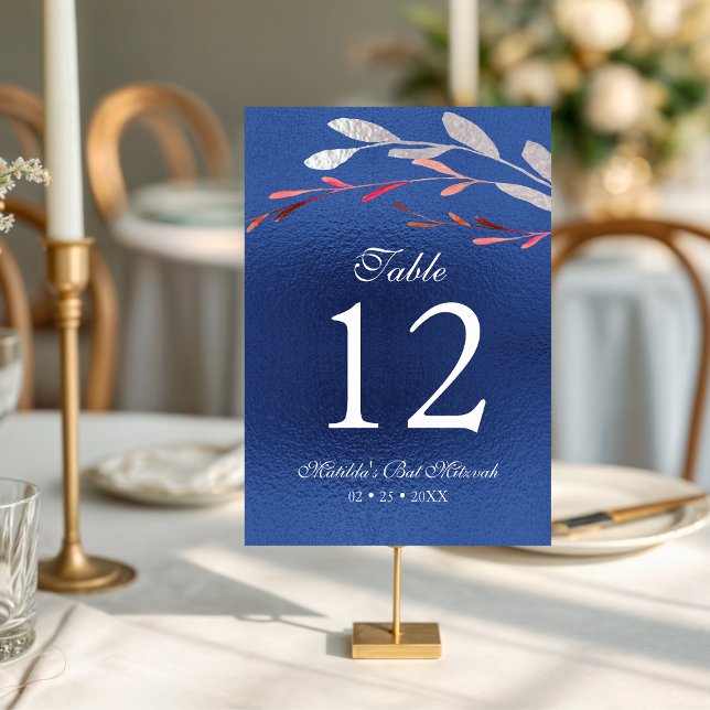 Watercolor Succulent Floral Botanical Bat Mitzvah Table Number (Creator Uploaded)