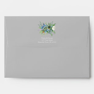 Watercolor Succulent Floral Bouquet Boho Wedding Envelope