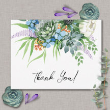 Watercolor Succulent Floral Bouquet Boho Wedding