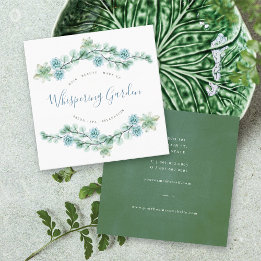 Watercolor Succulent Floral Chic Botanical Garden Square Business Card