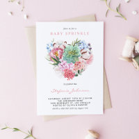 Watercolor Succulent Floral Heart Baby Sprinkle