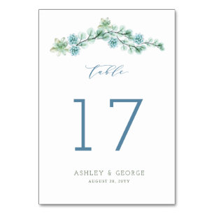 Watercolor Succulent Garden Stylish Summer Wedding Table Number