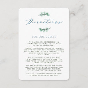 Watercolor Succulent Garden Wedding Direction Card