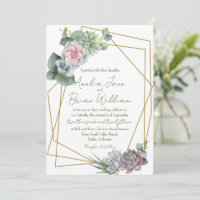 Watercolor Succulent Geometric Plant Wedding