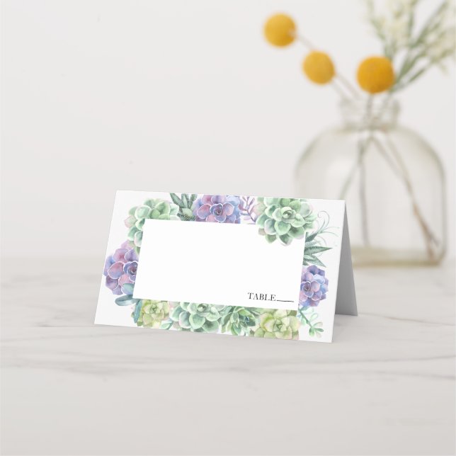 Watercolor Succulent Name Place Cards (Front)