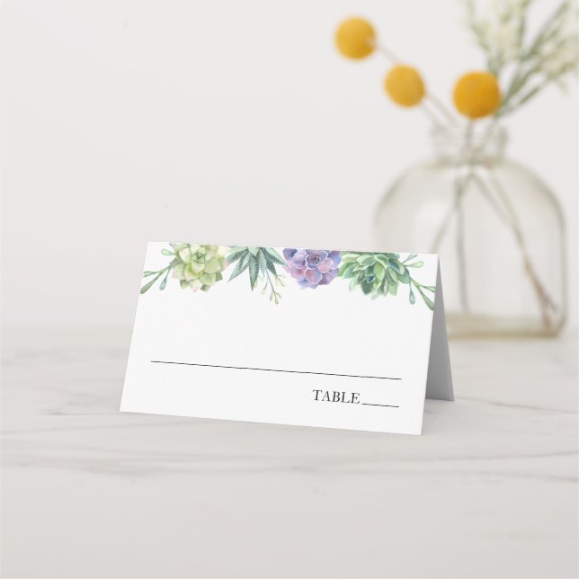 Watercolor Succulent Name Place Cards (Front)