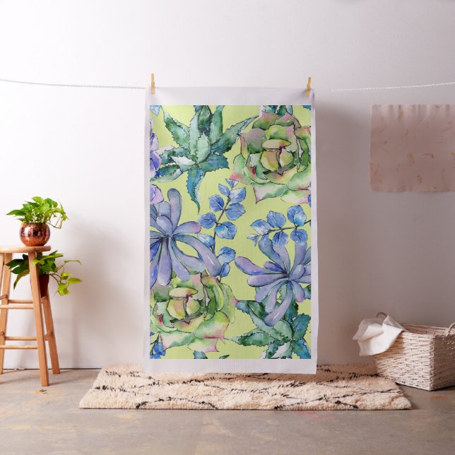 Watercolor Succulent Plants Fabric (In Situ)