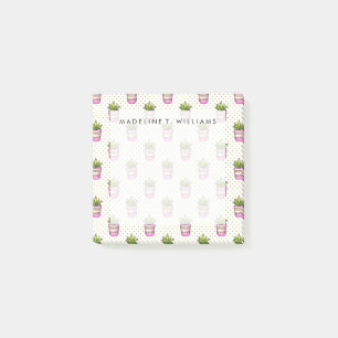 Watercolor Succulent Polka Dot Pattern Post-it Notes