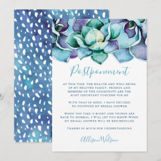 Watercolor Succulent Postponement Invitation