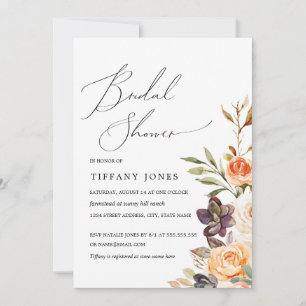 Watercolor Succulent Roses Bridal Shower Invitation