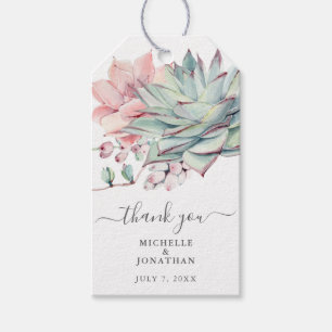 Watercolor Succulent Wedding Favor Gift Tags