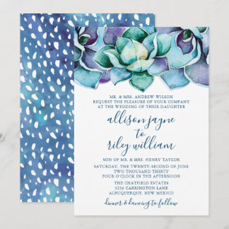Watercolor Succulent Wedding Invitation
