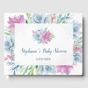 Watercolor Succulents Baby Shower Guest Book