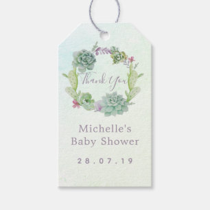 Watercolor Succulents Baby Shower Thank You Gift Tags