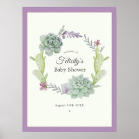 Watercolor Succulents Baby Shower Welcome