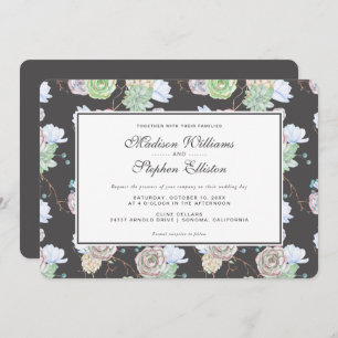 Watercolor   Succulents & Branches - Wedding Invitation