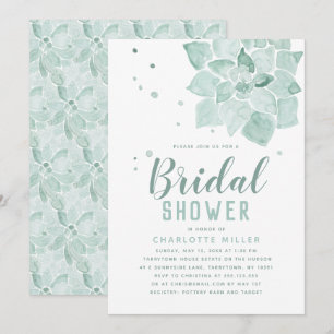 Watercolor Succulents Bridal Shower Invitation