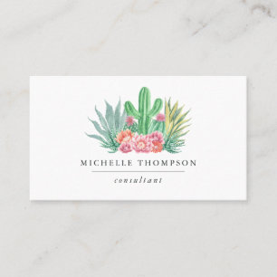 Watercolor Succulents Business Card