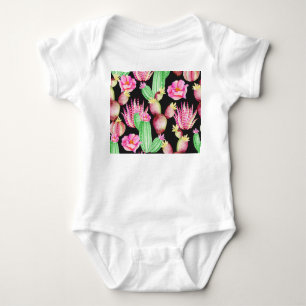 Watercolor succulents: cactus floral pattern. baby bodysuit