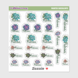 Watercolor Succulents Custom Name Labels | School