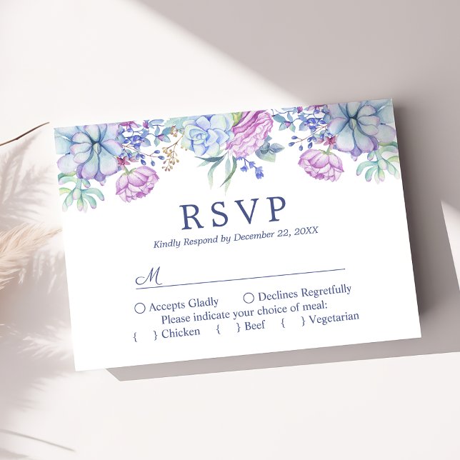 Watercolor Succulents Floral Boho Wedding RSVP Card (Creator Uploaded)
