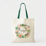 Watercolor Succulents Floral Tote Bag Bridesmaid<br><div class="desc">Customisable tote bag featuring watercolor succulents and cactus wreath with flowers accent. Thsi floral tote bag is perfect as a personalised gift.</div>