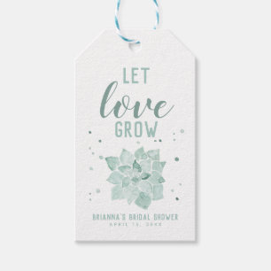 Watercolor Succulents Let Love Grow Bridal Shower Gift Tags