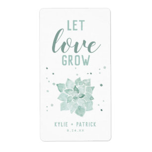 Watercolor Succulents Let Love Grow Wedding Favour