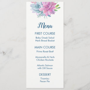 Watercolor Succulents Menus