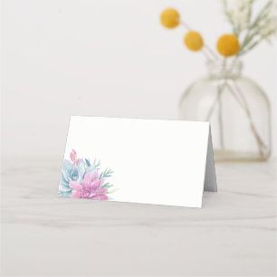 Watercolor Succulents Modern Elegant Place Card