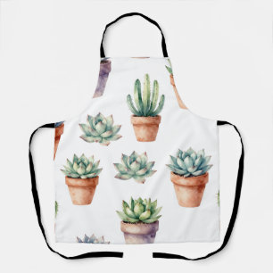 Watercolor Succulents Pattern Apron