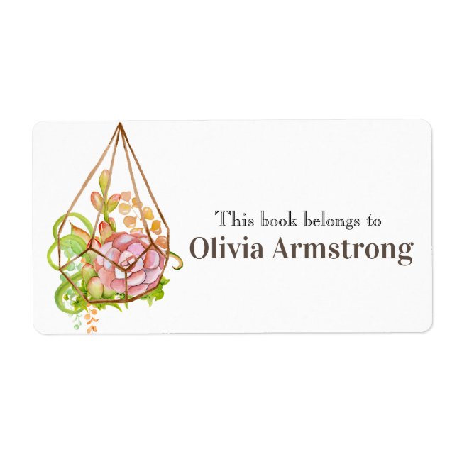 Watercolor Succulents Personalised Book Belongs To (Front)