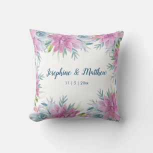Watercolor Succulents Personalised Wedding Cushion