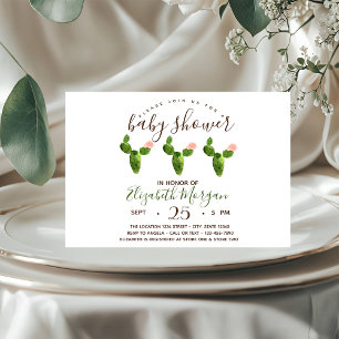 Watercolor  Succulents Polka Dots Baby Shower Invitation