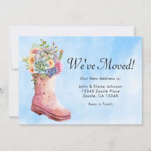 Watercolor Succulents Rainboot Moving Announcement