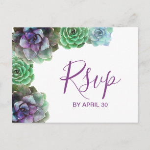 Watercolor Succulents RSVP Postcard