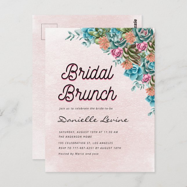 Watercolor Succulents Summer Baby Shower Welcome Postcard (Front/Back)