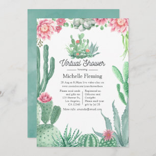 Watercolor Succulents Virtual Shower Invitation