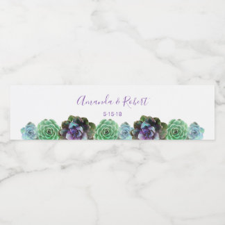 Watercolor Succulents water bottle label